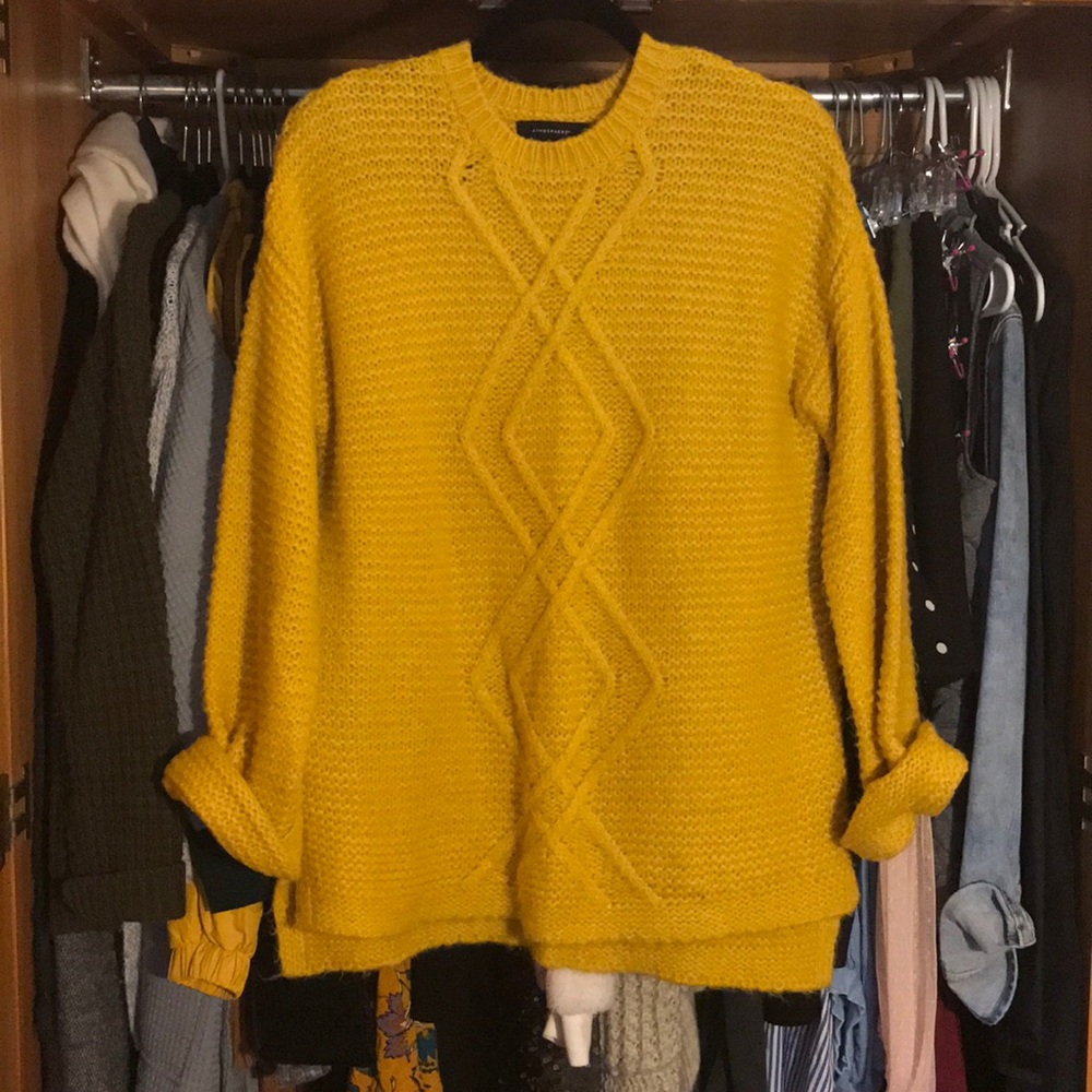 Yellow oversized knit sweater
